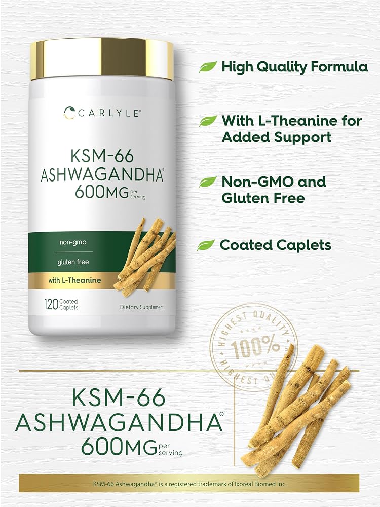 Carlyle KSM-66 Ashwagandha Root Extract 600mg - 120 Caplets - image 4