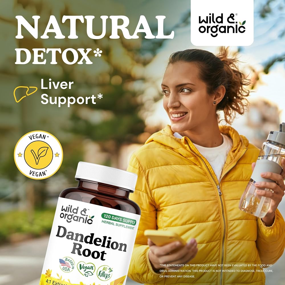 Wild & Organic Dandelion Root Capsules Liver Support - 120 Capsules - image 2
