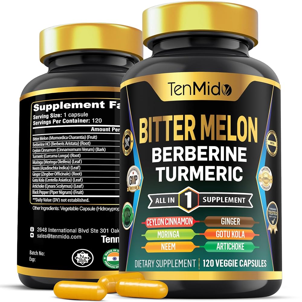 Tenmido Bitter Melon 10-in-1 Formula Capsules - 120 Count