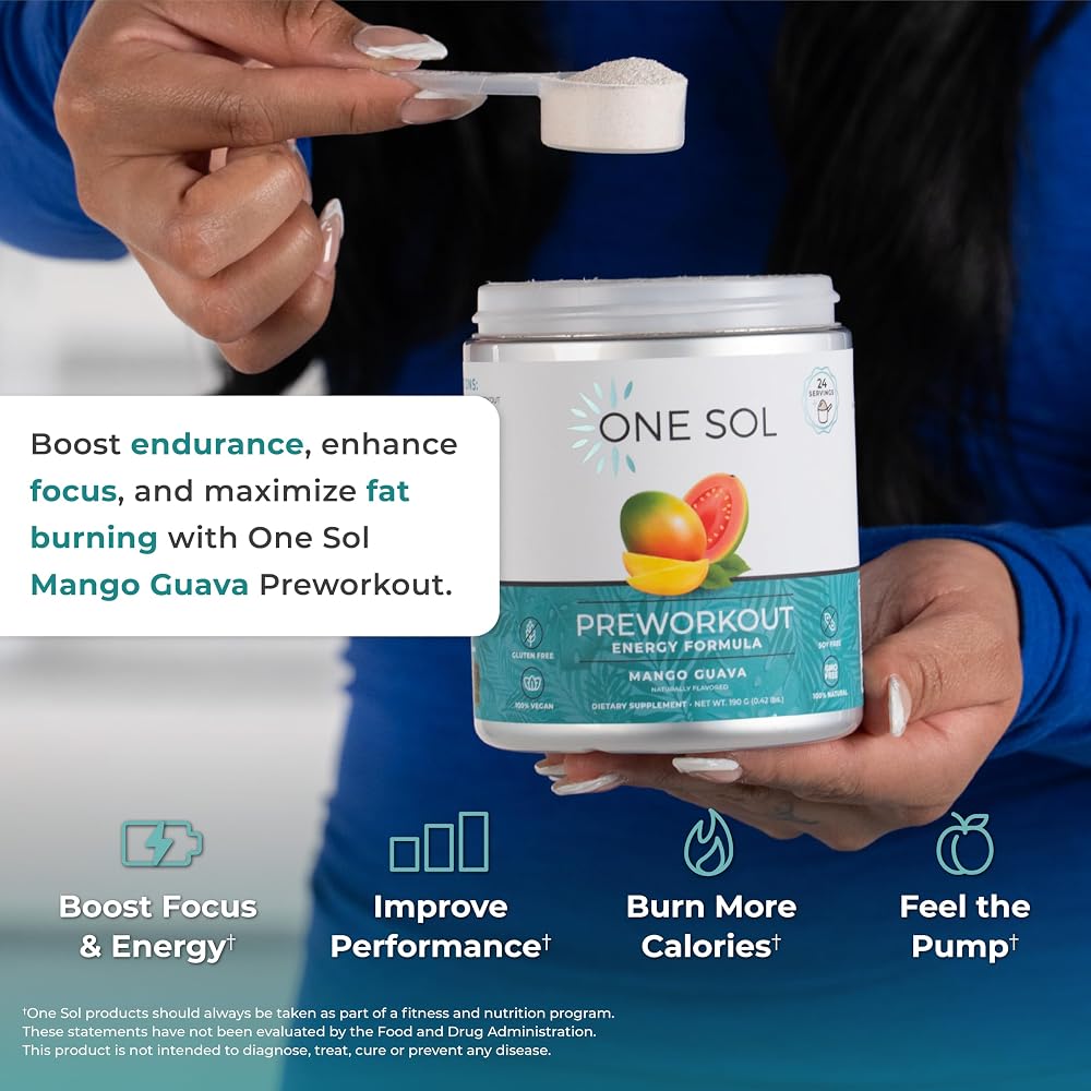 One Sol Women's Pre-Workout Powder for Energy, Mango Guava - 20 Servings - image 4
