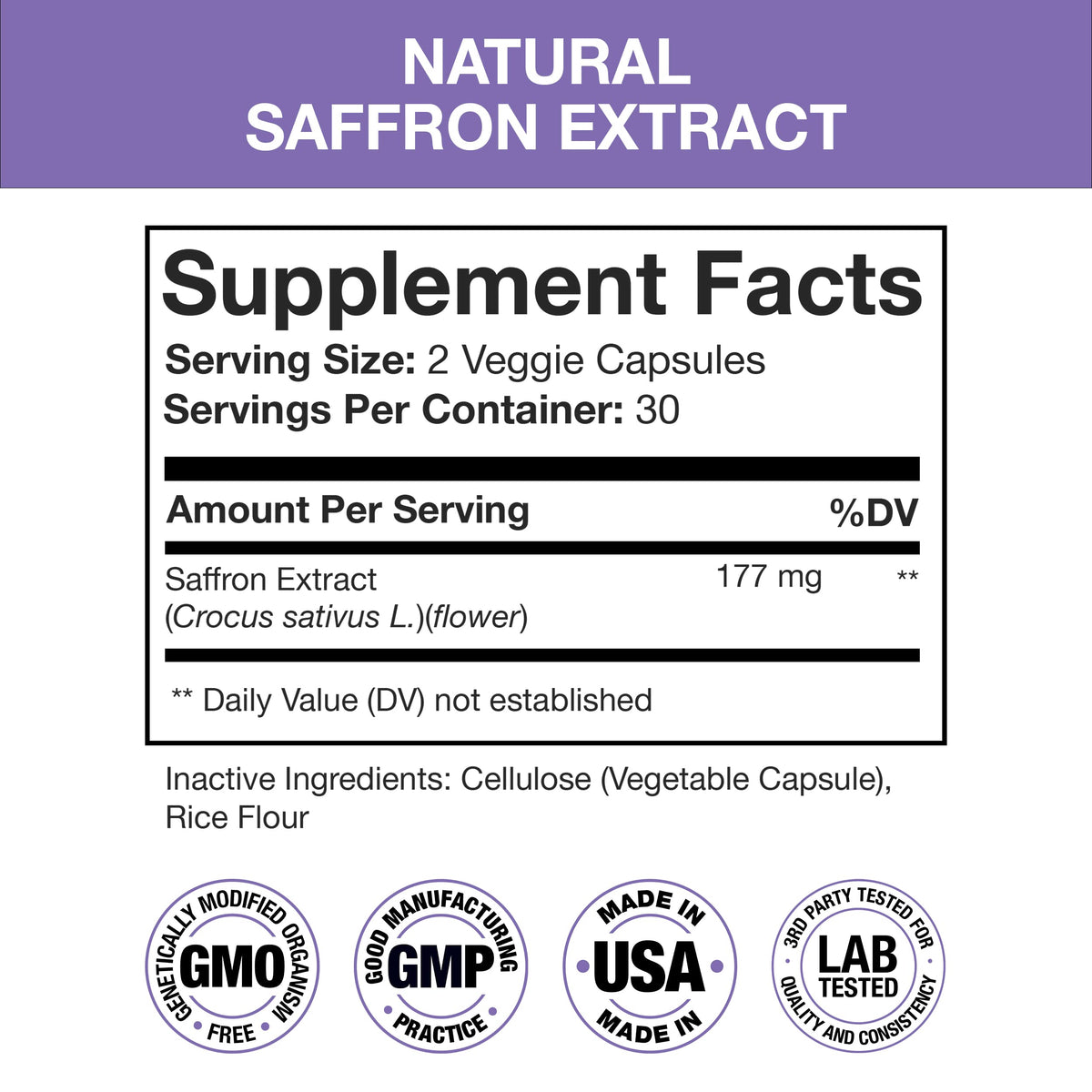 Nutra Simple Saffron Supplements 177mg Mood & Energy Support - 60 Capsules - image 2