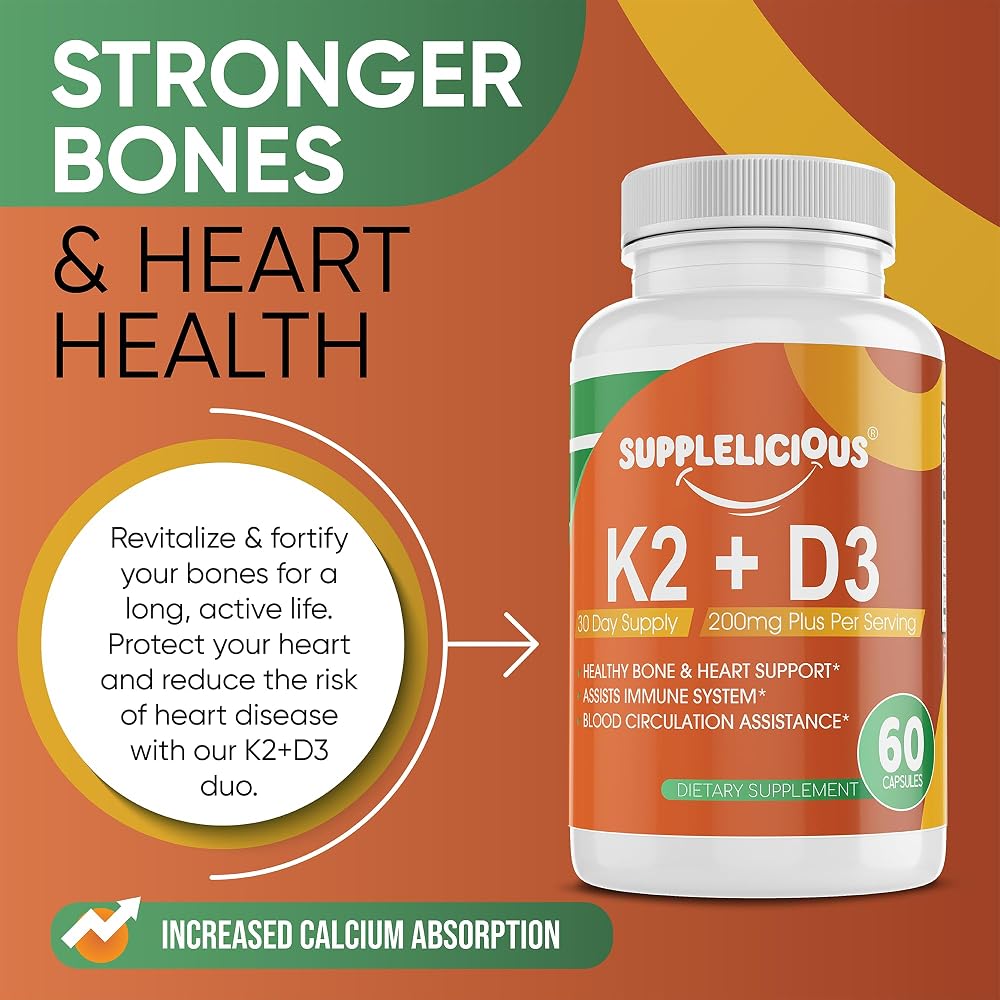 Supplelicious K2 + D3 with Calcium Bone & Heart Health - 60 Capsules - image 6
