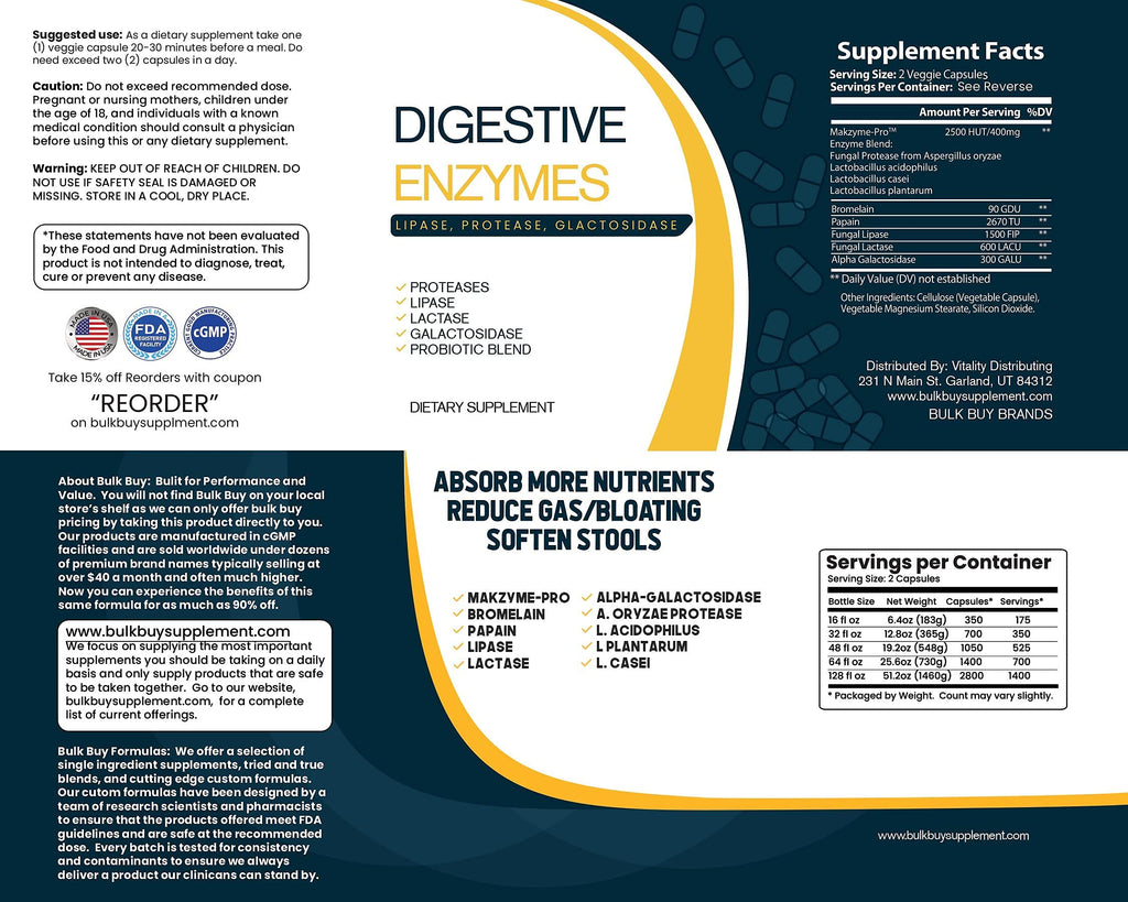 Bulk Buy Digestion Aid - Blend of Digestive Enzymes and Key Probiotic