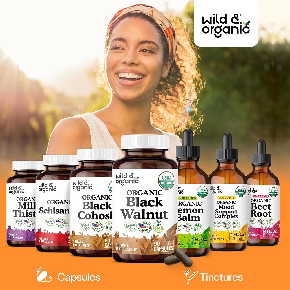 Wild & Organic USDA Organic Black Walnut Capsules 900 mg - Detox - image 6