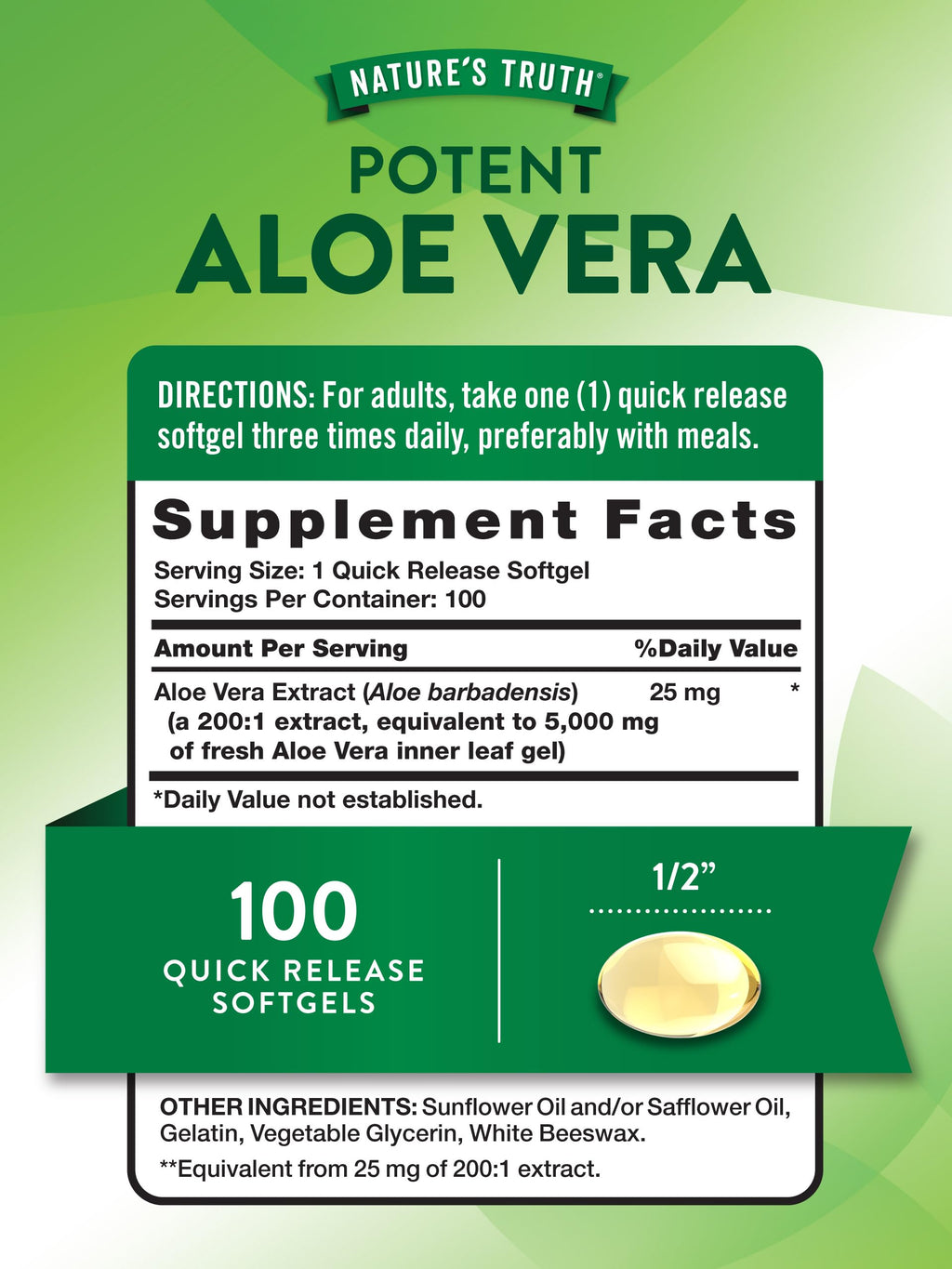 Nature's Truth Aloe Vera Softgels - 100 Count - image 2