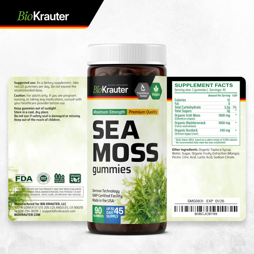 BIO KRAUTER Sea Moss Thyroid Support Gummies - 90 Count - image 9