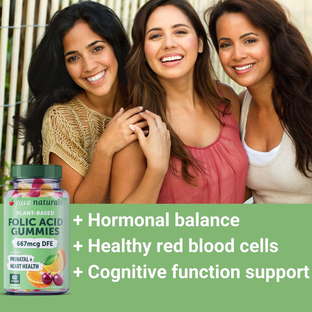 Yuve Prenatal Gummies for Women with Folic Acid 667 mcg - 60 Gummies - image 3