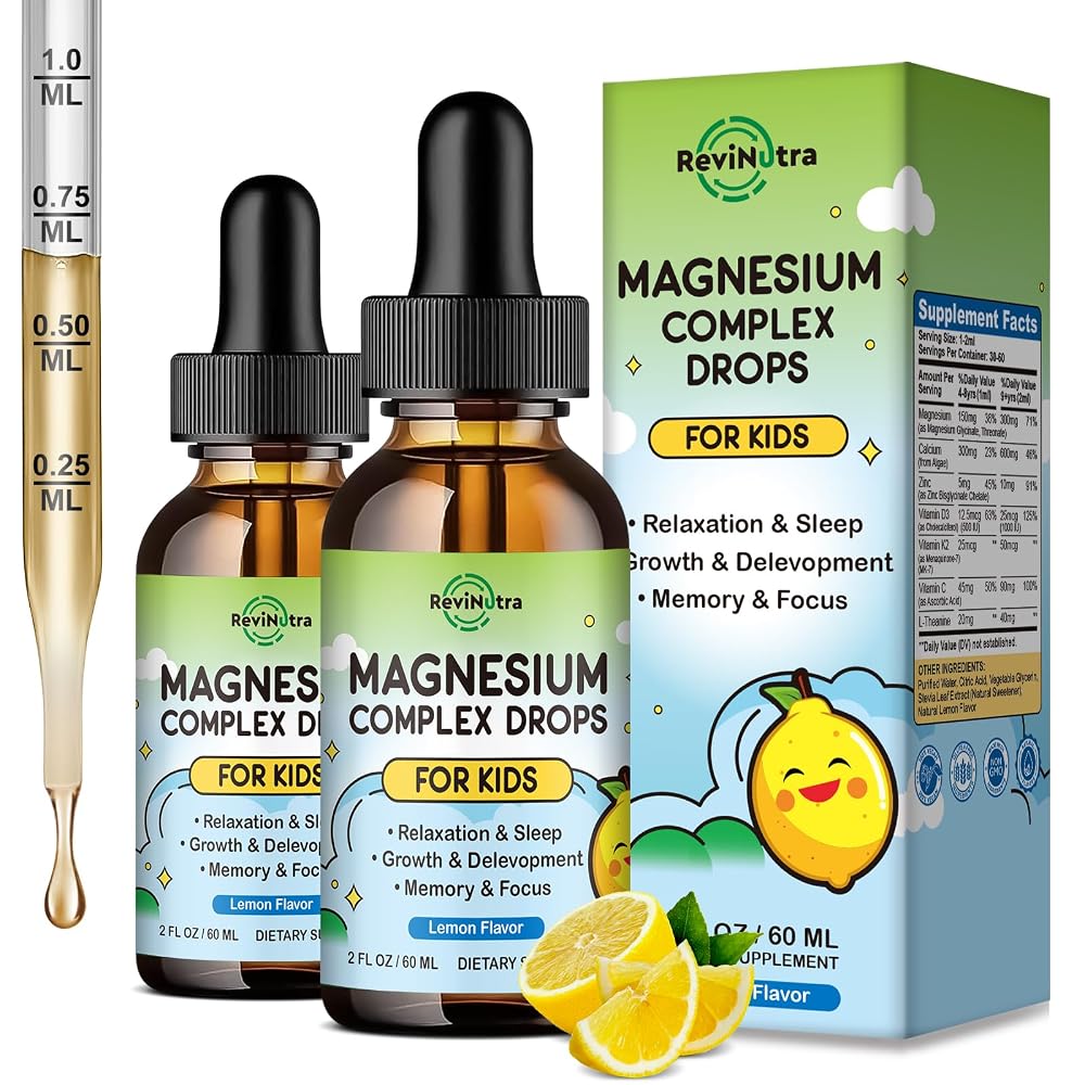 ReviNutra Kids Magnesium Glycinate Liquid Drops, Magnesium for Kids