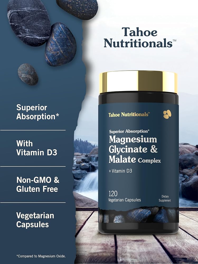 Tahoe Nutritionals Magnesium Glycinate Complex with Vitamin D3 - 120 Capsules - image 4