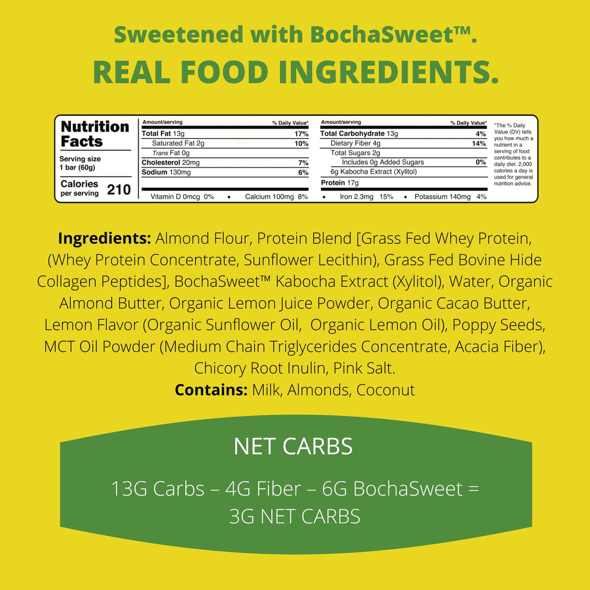 BOCHA SWEET Keto Protein Bar Lemon Poppyseed - 12 Count - image 2