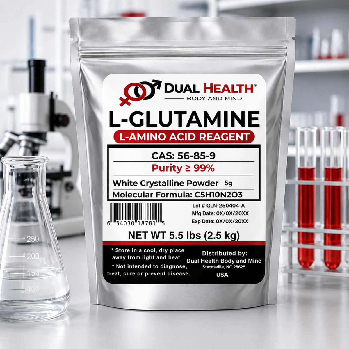 Dual Health L-Glutamine Pure Powder 5000mg - 5 lbs - image 3