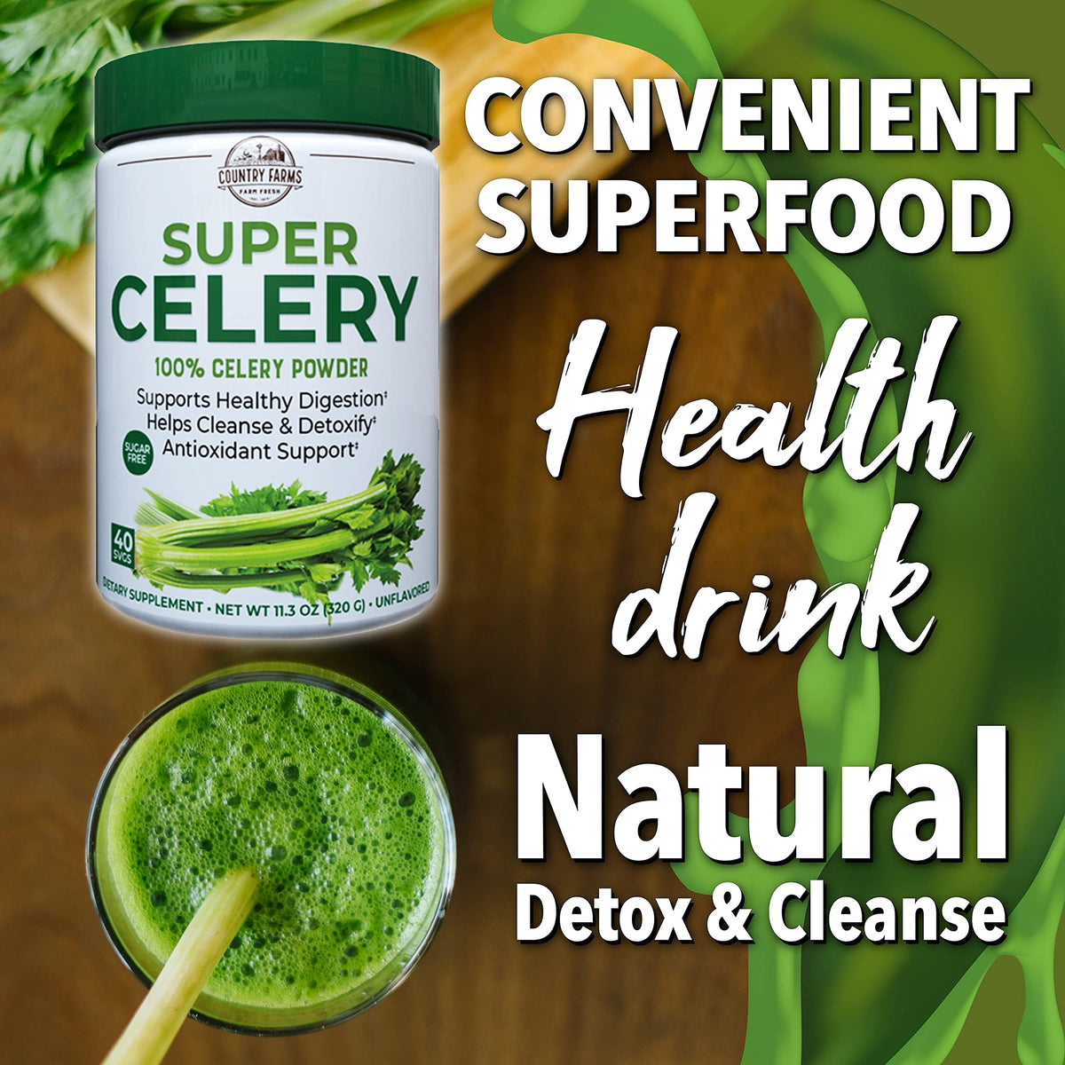 Country Farms Super Celery Powder Antioxidant Support - 40 Servings - image 4