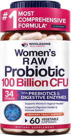 Wholesome Wellness Dr. Formulated Raw Probiotics for Women 100 Billion CFUs