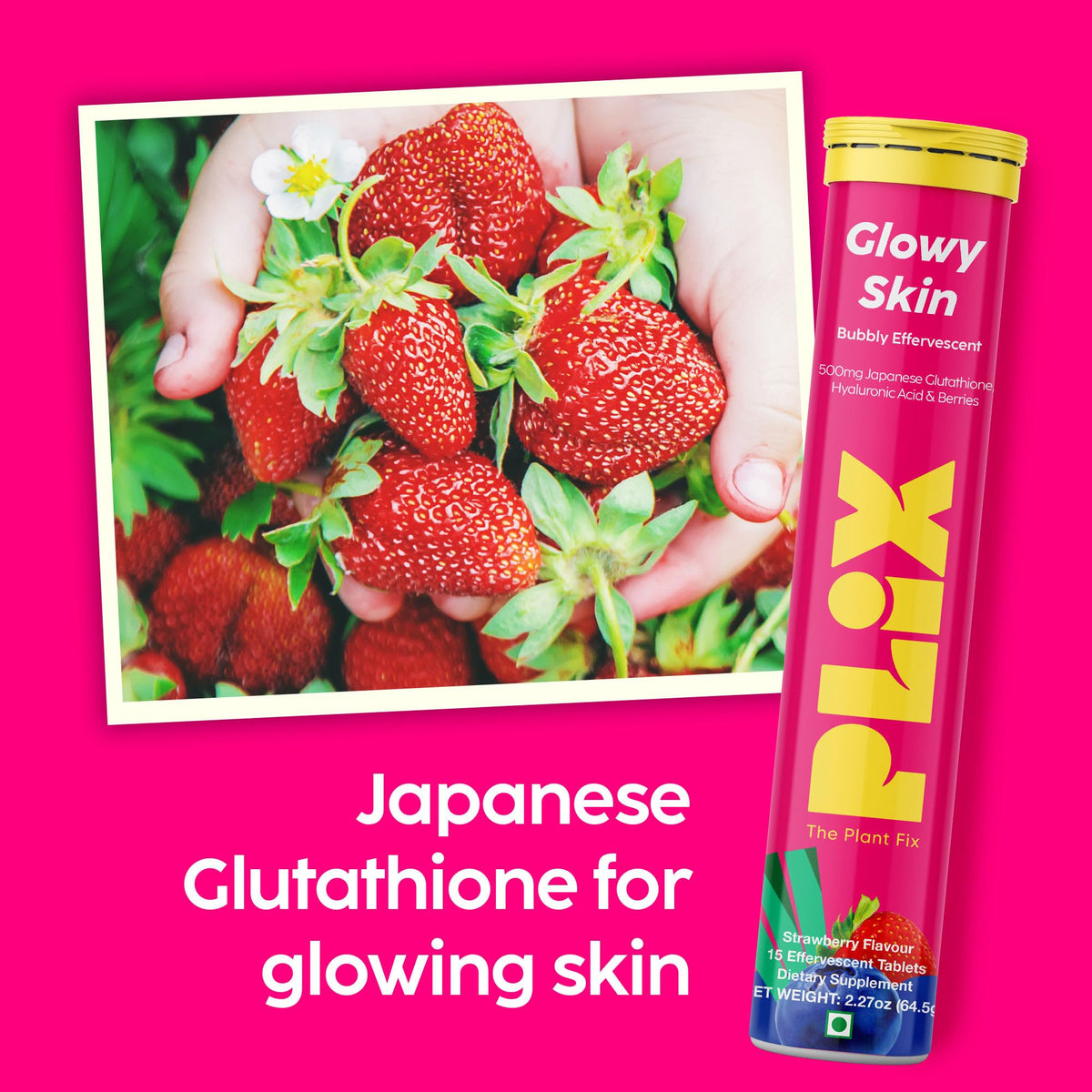 PLIX Glowy Skin 500mg Glutathione Supplement with Hyaluronic Acid