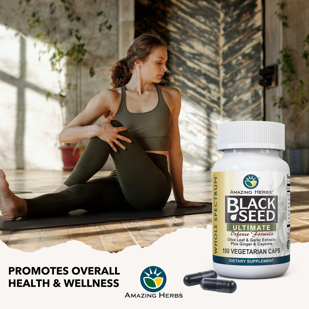 Amazing Herbs Black Seed Ultimate with Garlic & Ginger - 100 Capsules - image 4