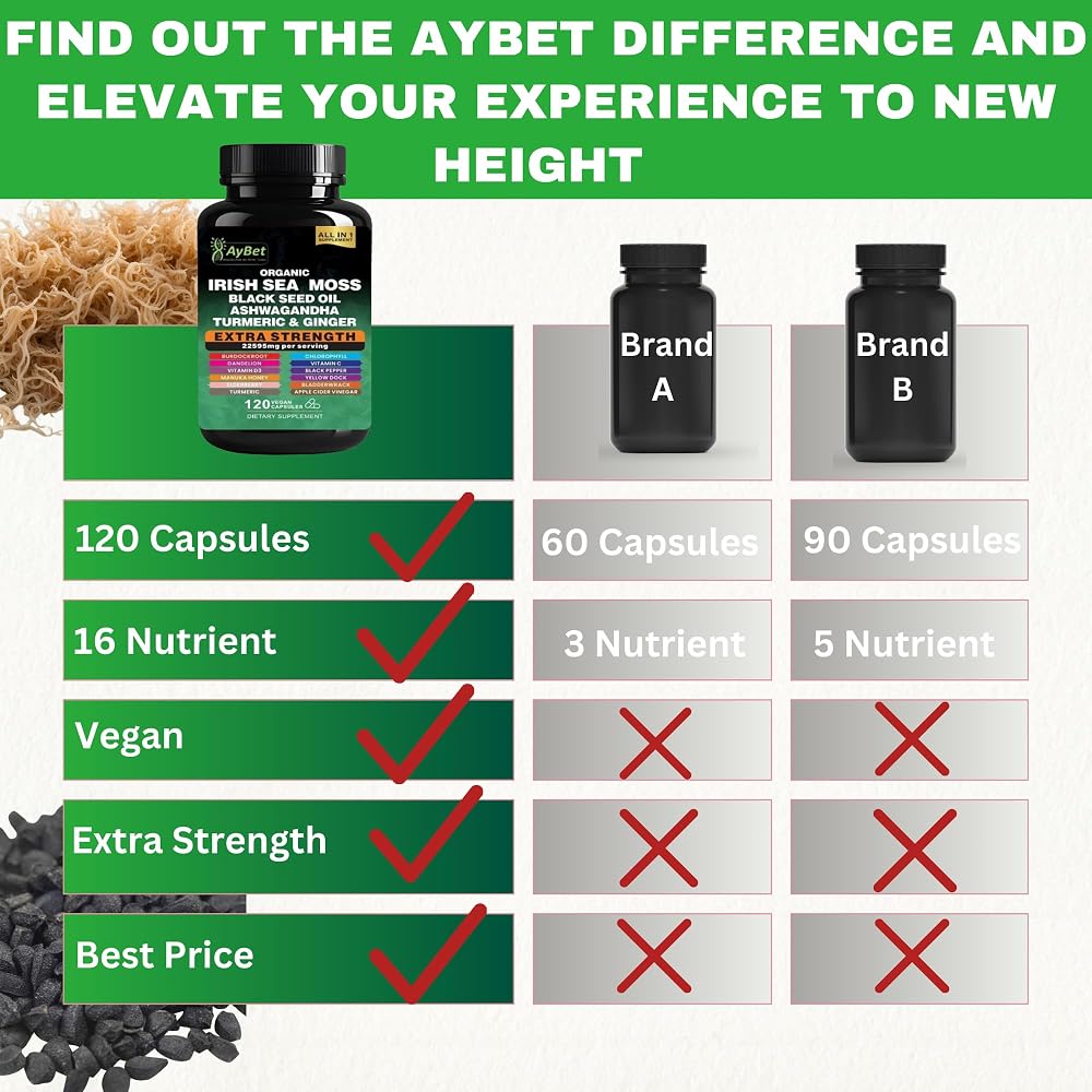 AyBet Organic Irish Sea Moss 16-in-1 Supplement - 120 Capsules - image 6
