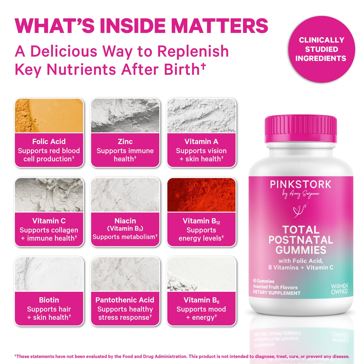 Pink Stork Total Postnatal Vitamin Gummies - 60 Count - image 2