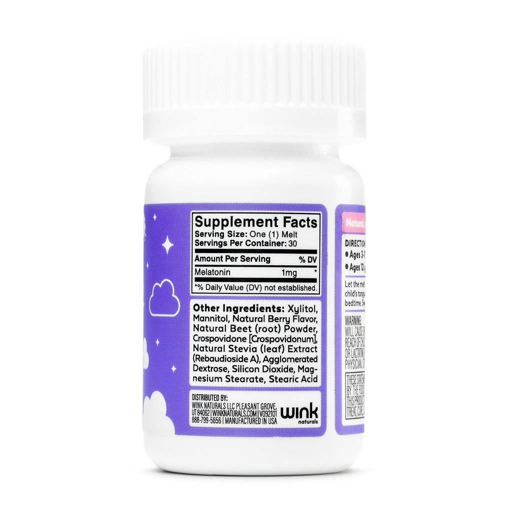 Wink Naturals Kids Melatonin 1mg Chewable Melts Sleep Aid - 30 Count - image 3
