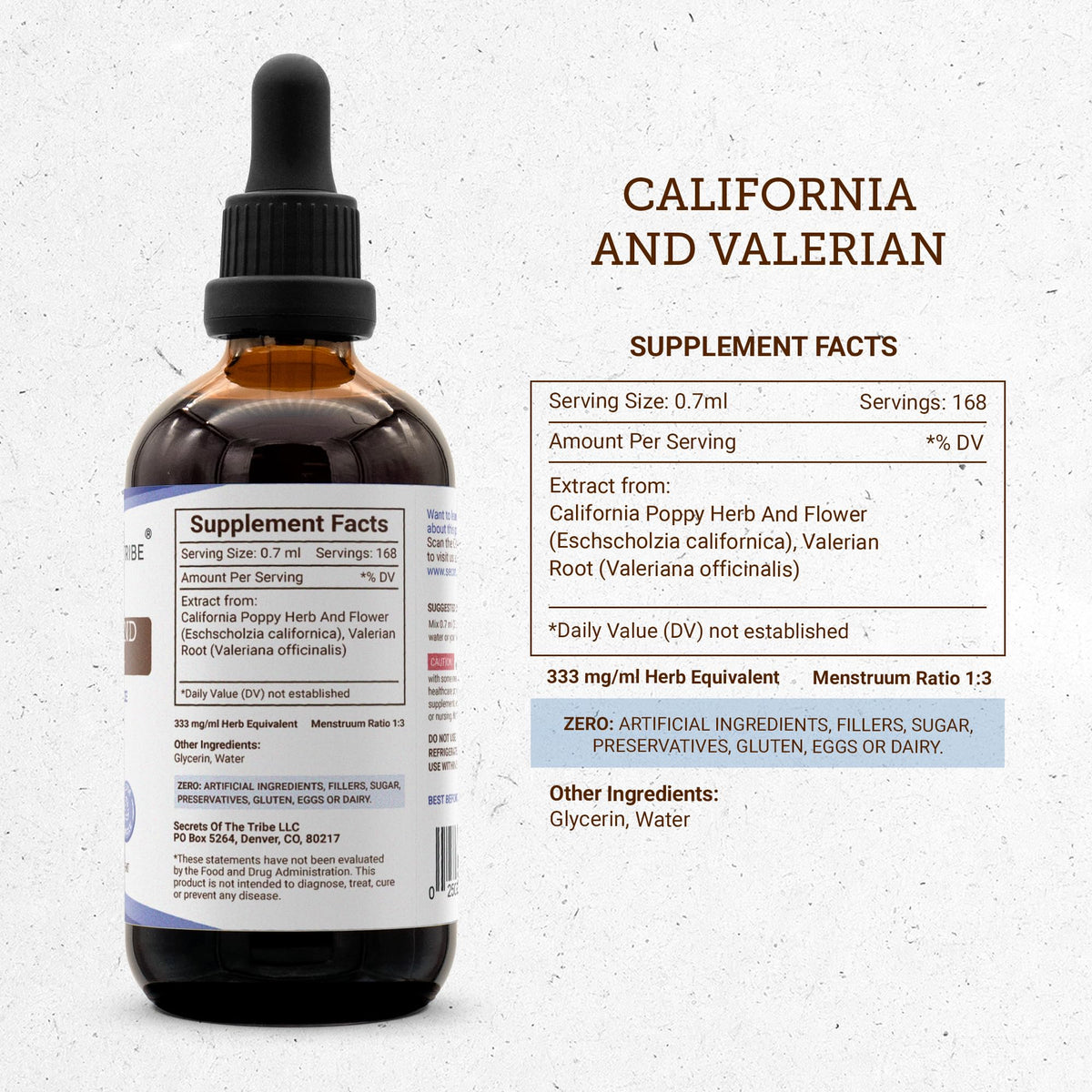 Secrets of the Tribe California and Valerian Tincture Alcohol-Free