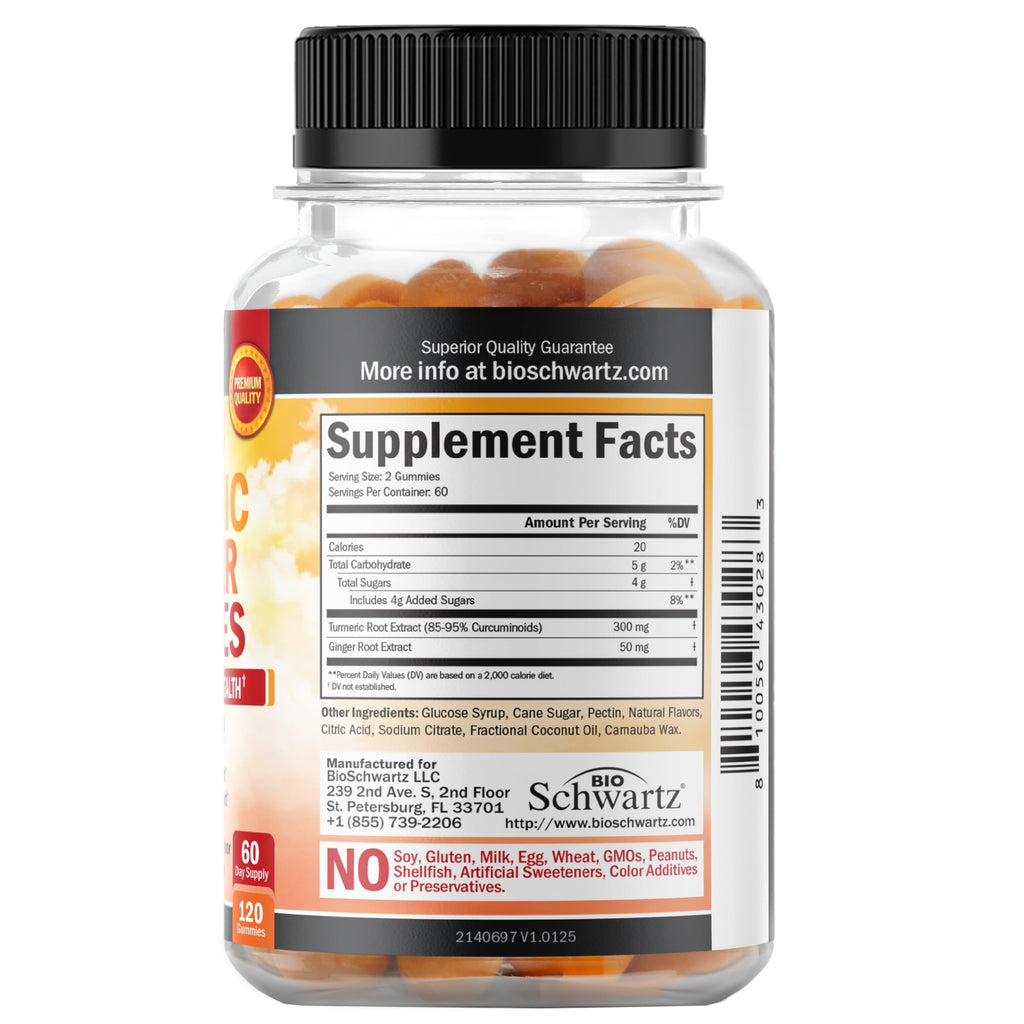 BioSchwartz Turmeric Curcumin with Ginger Gummies - 120 Count - image 7
