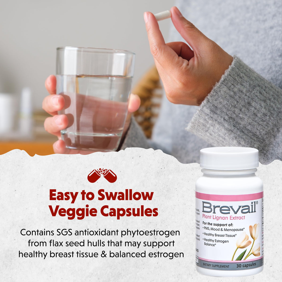 Barlean's Brevail Plant Lignan Extract Women's Hormone Balance - 30 Capsules - image 5