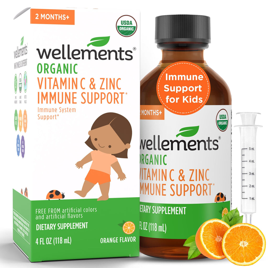 Wellements Organic Kids Immune Support Syrup Vitamin C & Zinc - 4 Fl Oz