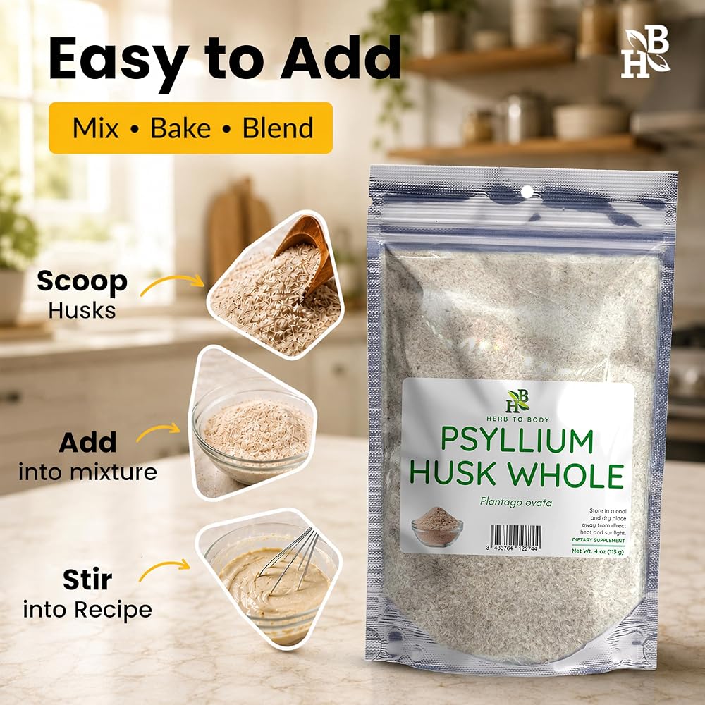 Herb To Body Psyllium Husk Whole Plantago Ovata - 4oz - image 4