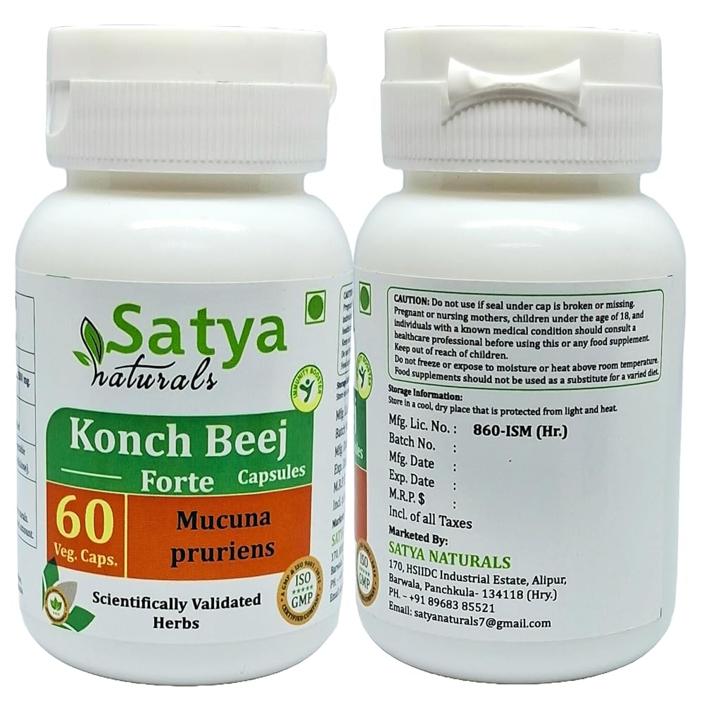 Satya Naturals Konch Beej Forte Capsules 500 mg. 60 Veg. Capsule