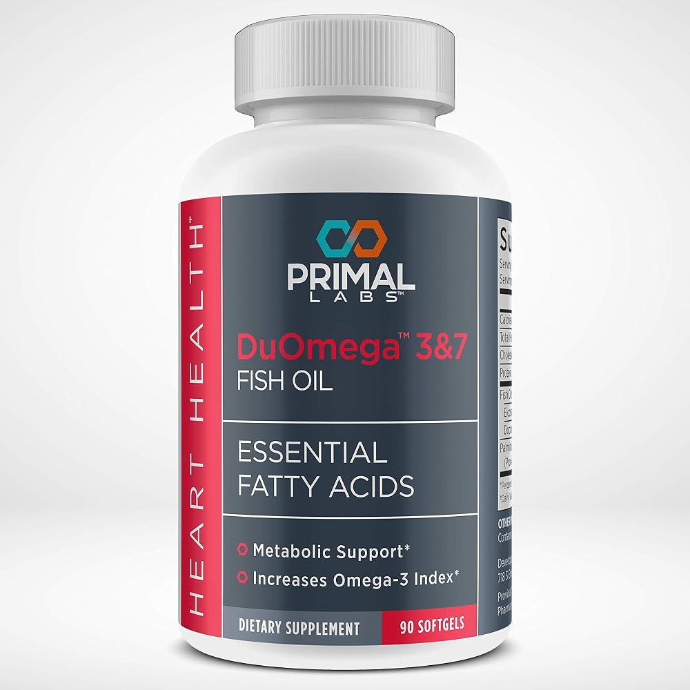 Primal Labs DuOmega 3&7 Fish Oil Supplement - 90 Capsules