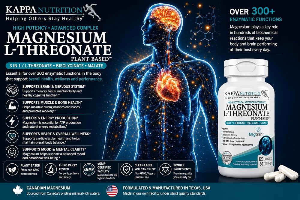 KAPPA NUTRITION Magnesium L-Threonate Plant-Based 3 in 1