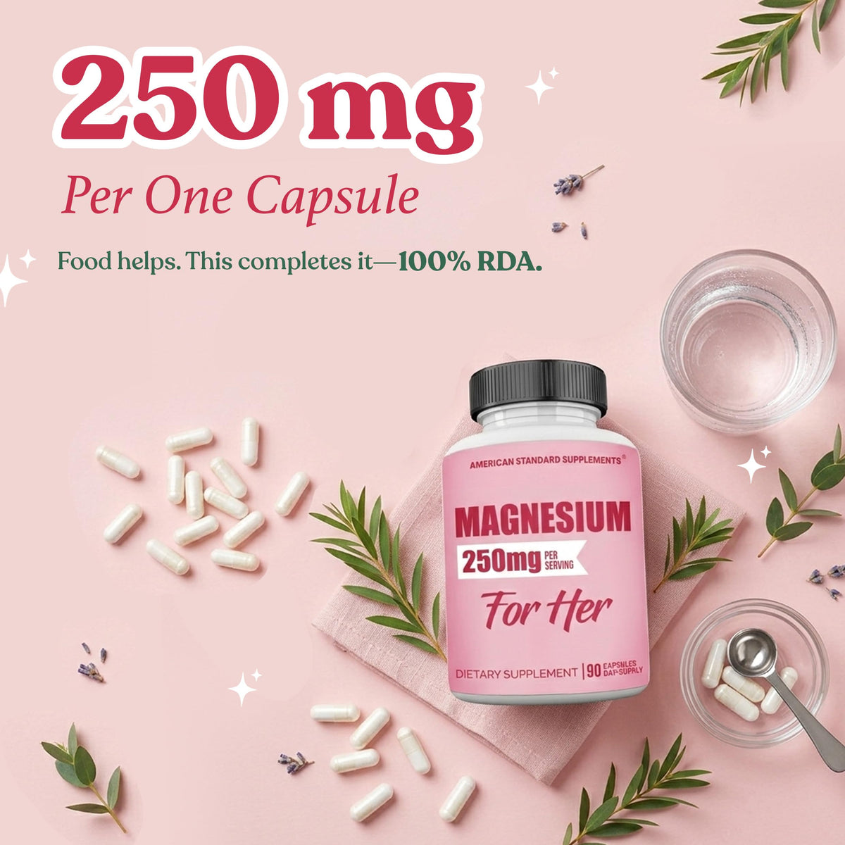 American Standard Supplements Magnesium Glycinate 250mg - 90 Capsules - image 3