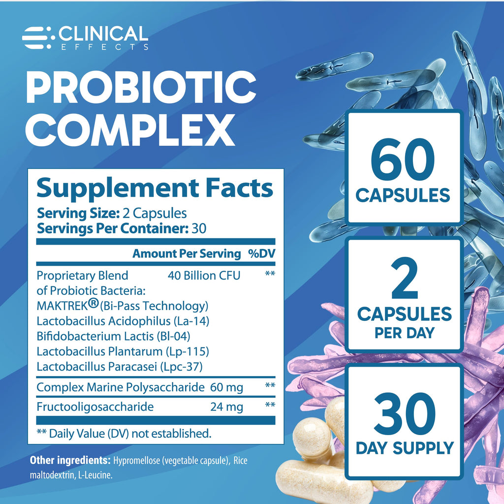 Clinical Effects Probiotic Complex 40 Billion CFU - 60 Vegetarian Capsules - image 6