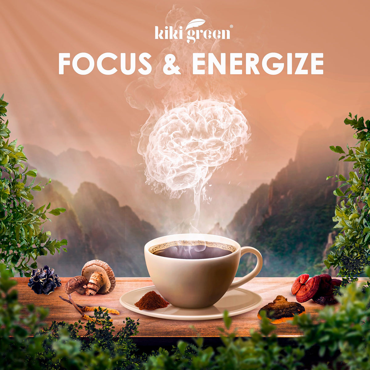 KIKI Green Mushroom Powder Extract - The 8 Mushrooms Supplement Blend