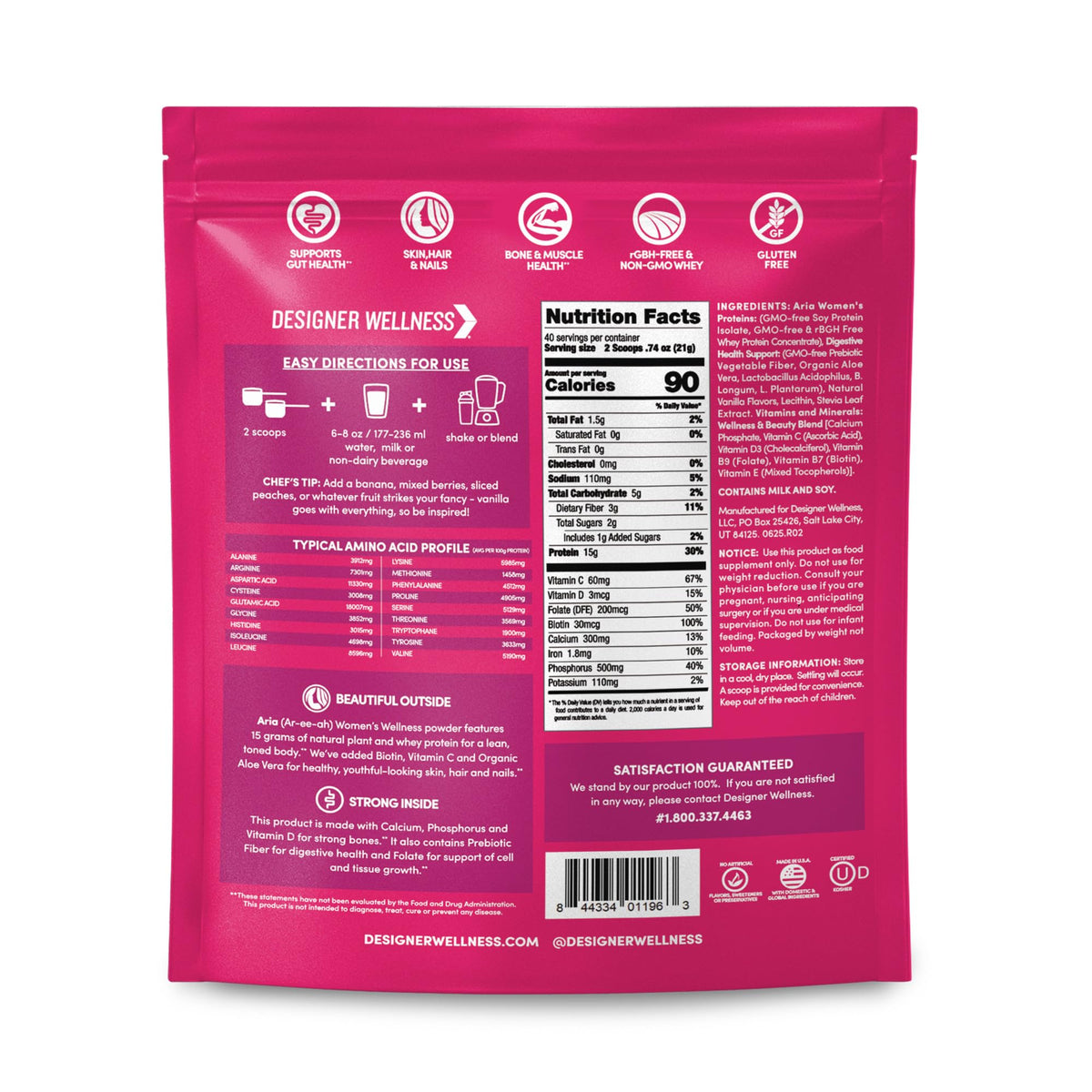 Designer Wellness Aria Women's Wellness Protein Powder Vanilla - 1.85 lb - image 3