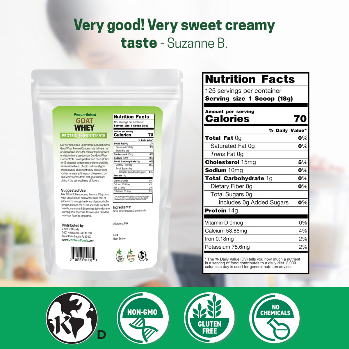 Z Natural Foods Goat Whey Protein Powder Concentrate - Pasture Raised
