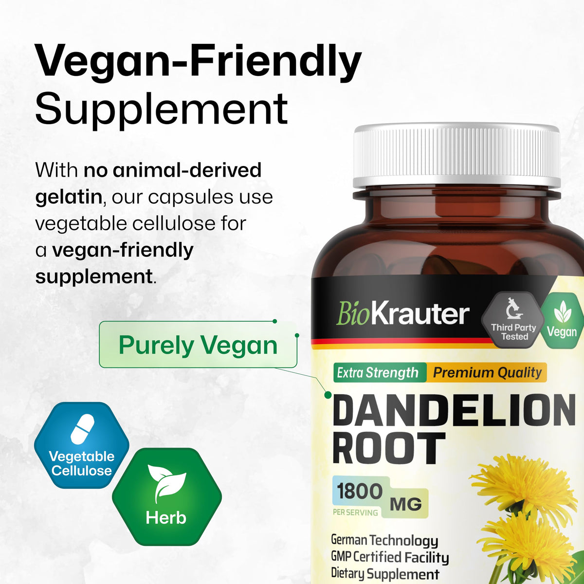 BIO KRAUTER Dandelion Root Extract Liver & Kidney Support - 100 Capsules - image 6