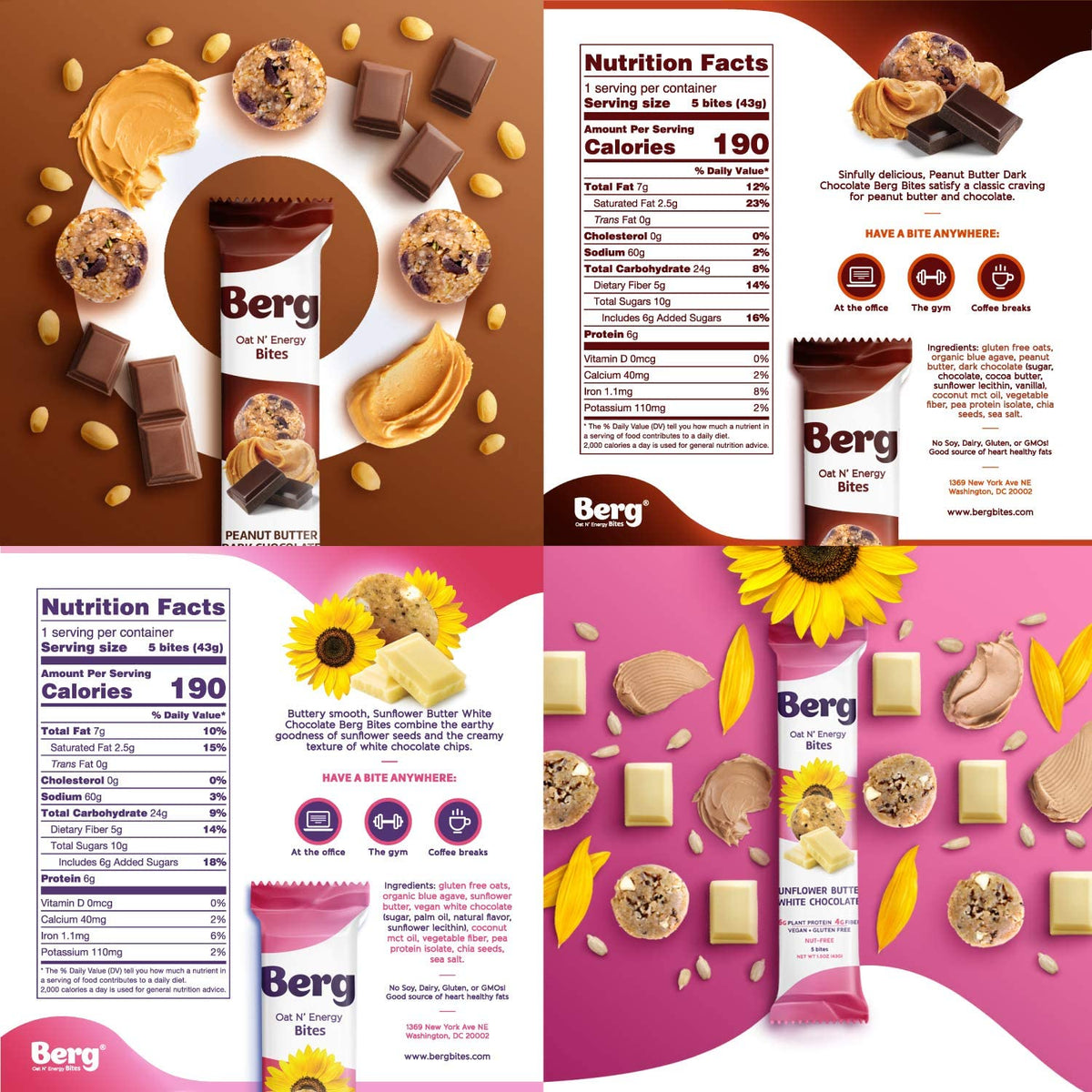 Berg Bites Energy Bites Variety Pack Plant-Based Protein - 8 Pack - image 4