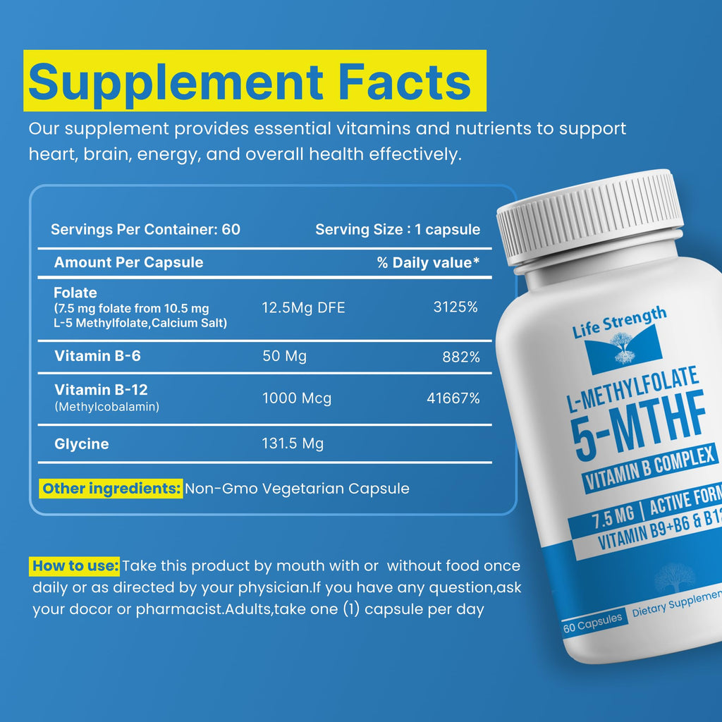 LifeStrength L-Methylfolate 7.5mg + B Complex - 60 Capsules - image 3