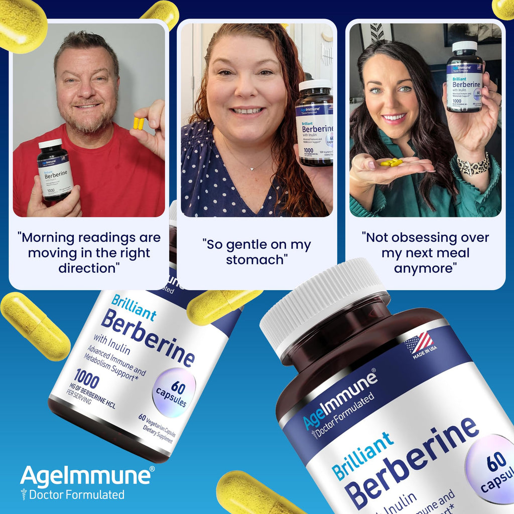 AgeImmune Berberine 1000mg Supplement with Inulin - 120 Capsules - image 7