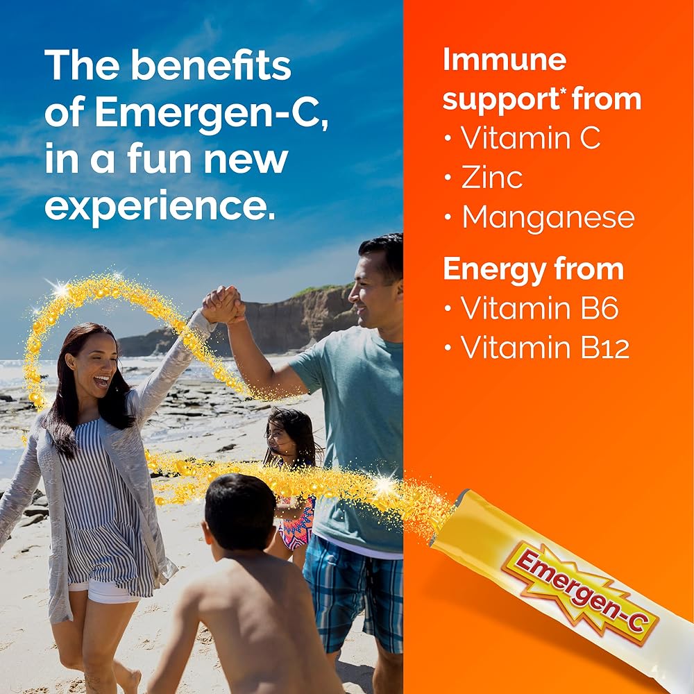 Emergen-C Crystals Vitamin C Immune Support Orange - 28 Stick Packs - image 4