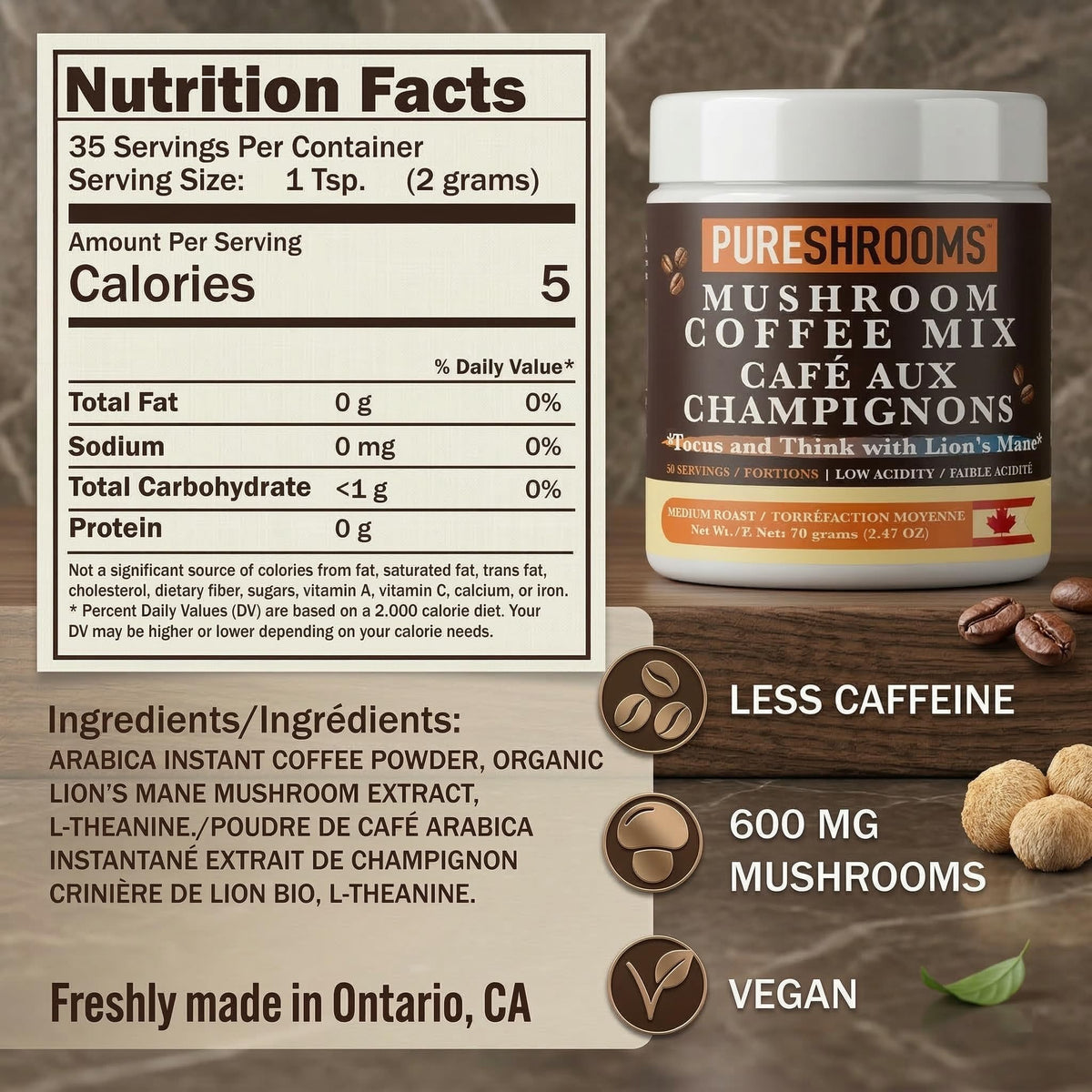 Pure Shrooms Adaptogenic Coffee
