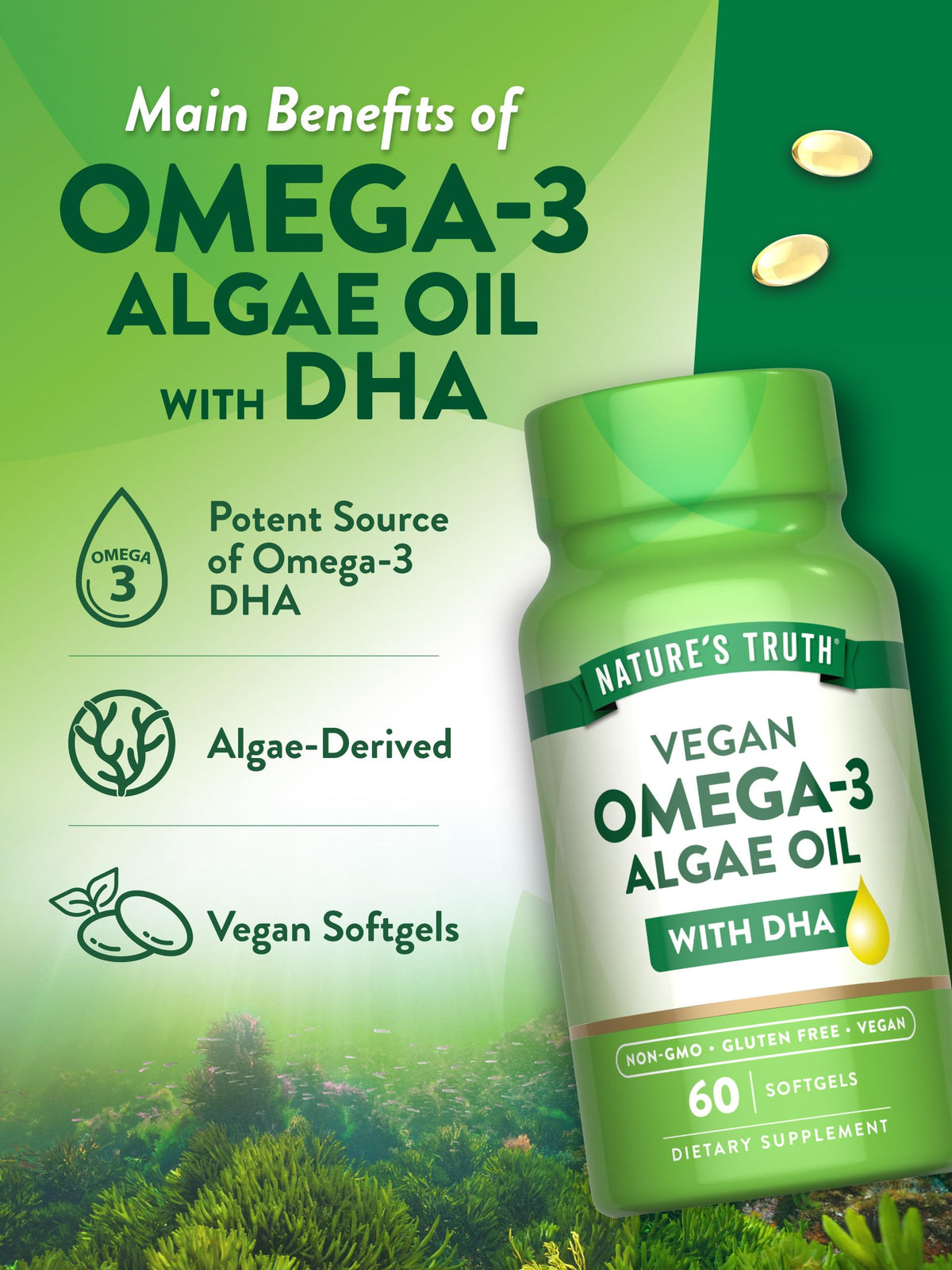 Nature's Truth Vegan Omega 3 Softgels - 60 Count - image 5