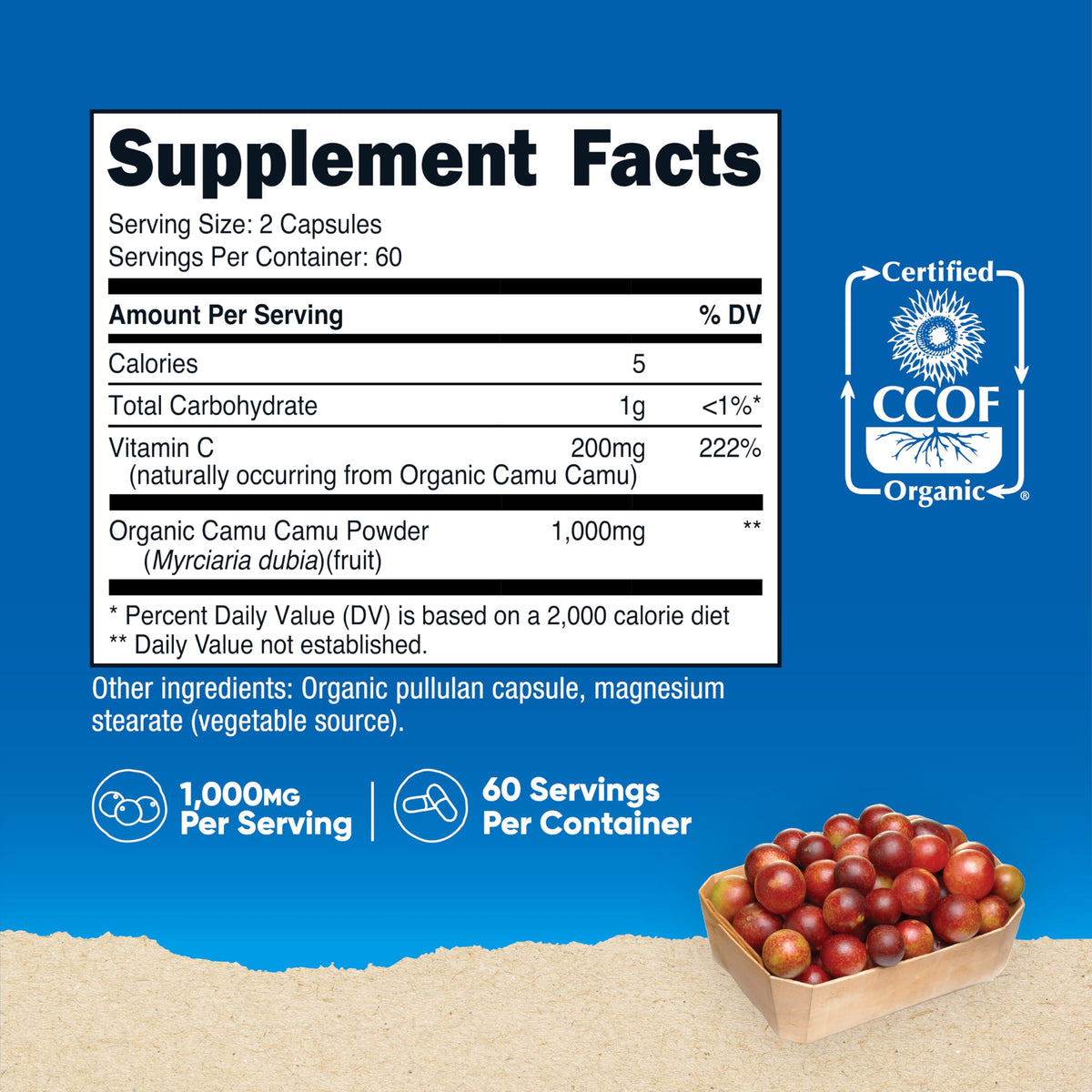Nutricost Camu Camu 1000mg Vitamin C Capsules - 120 Capsules - image 2
