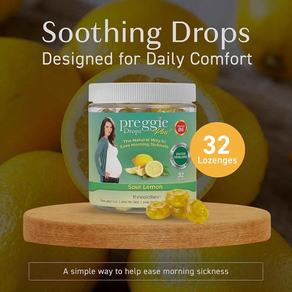 Three Lollies Preggie Pop Drops Sour Lemon Pregnancy Nausea Relief - 32 Count - image 2
