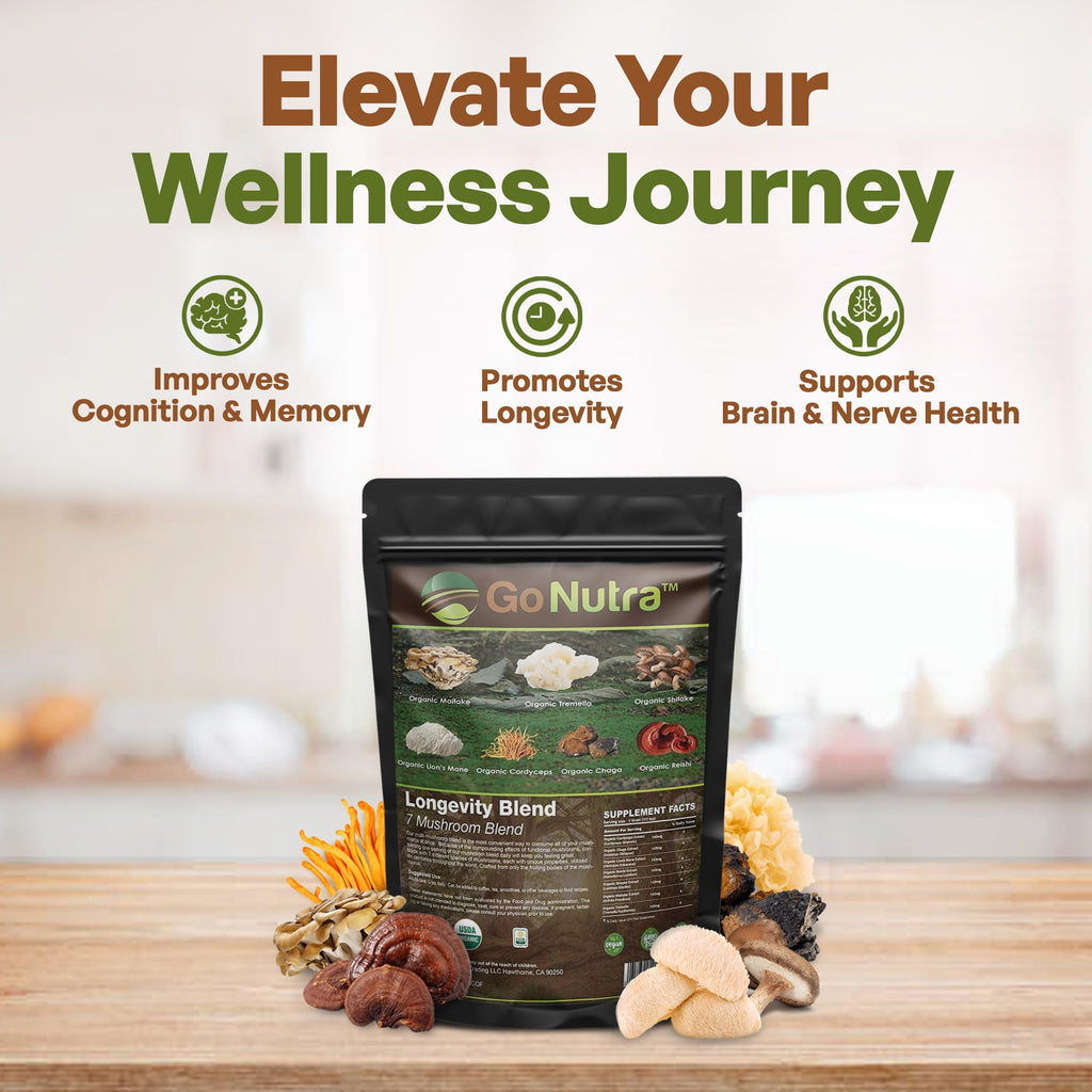 Go Nutra Organic 7 Mushroom Supplement Powder - 8 oz - image 2