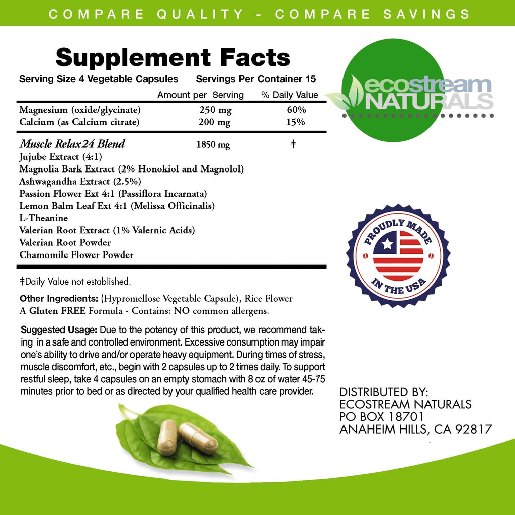 ecostream Naturals Natural Muscle Relaxant Max Strength - 60 Capsules - image 3