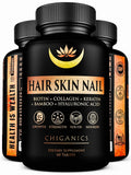 Chiganics Hair Skin and Nail Growth Vitamins with Biotin 5000mcg - 60 Tablets
