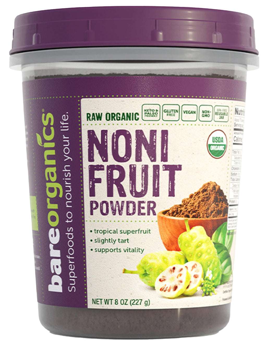 BareOrganics Organic Noni Fruit Powder - 8 Oz