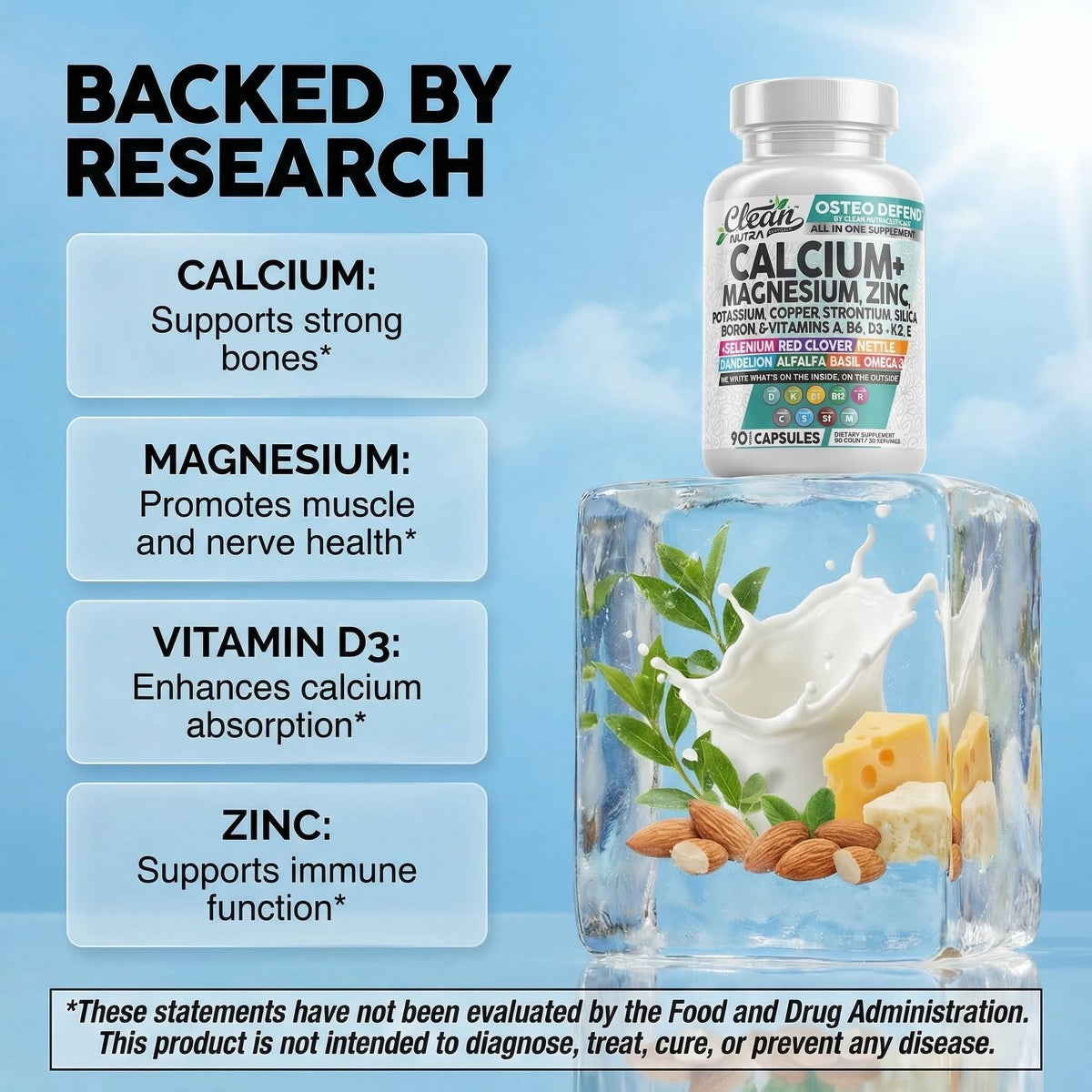Clean Nutraceuticals Osteo Defend Calcium Magnesium Zinc - 90 Capsules - image 3