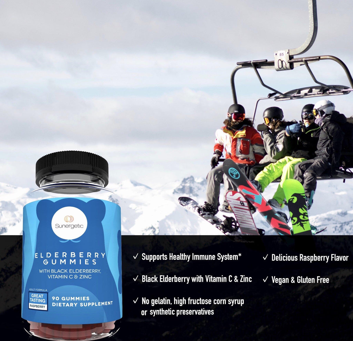 Sunergetic Black Elderberry Gummies with Vitamin C & Zinc - 90 Gummies - image 3